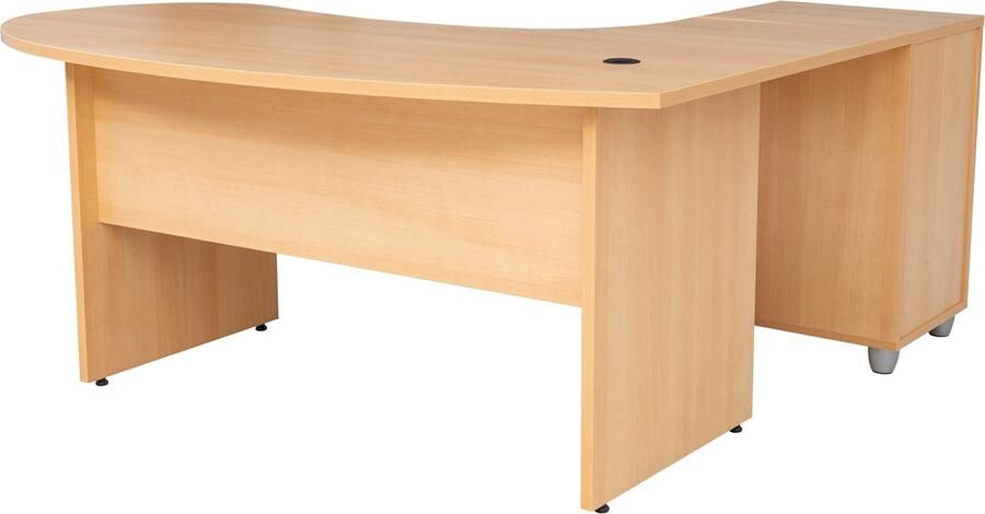 Furni24 Angle Desk Gela houten voet beukendecor 180 cm x 120 cm x 74 cm inclusief zijcontainer schuift aan de linkerkant
