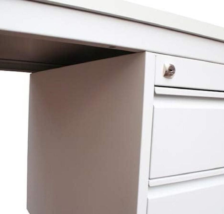 Furni24 Hoekbureau bureau computerbureau incl. onderbak grijs RAL 7035 (180 cm x 120 cm x 75 cm) hoek links