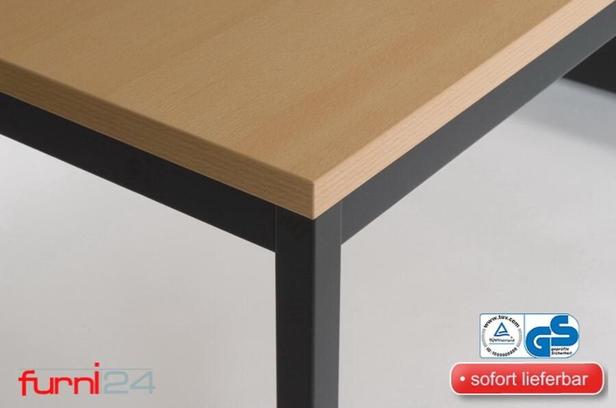 Furni24 Bureau computertafel werktafel tafel met ladekast onder bureau met 3 laden 180 cm x 80 cm x 75 cm zwart RAL 9005 beuk - Foto 2