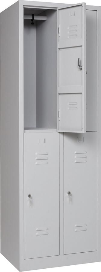 Furni24 Garderobekast locker kleedruimte garderobekast breedte 40 cm halve deuren 180 cm x 80 cm x 50 cm grijs