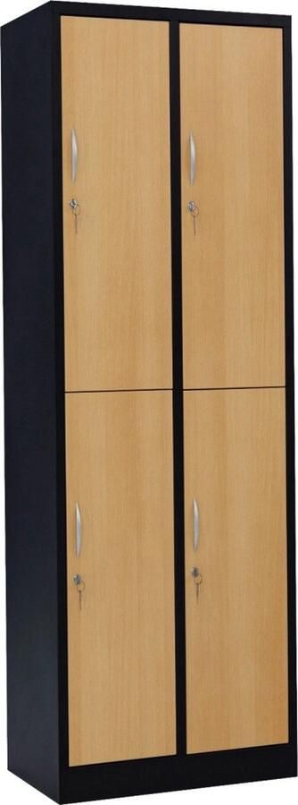 Furni24 Garderobekast locker kleedruimte garderobekast breedte 30 cm halve deuren 180 cm x 60 cm x 50 cm zwart beuken RAL 9005 - Foto 2