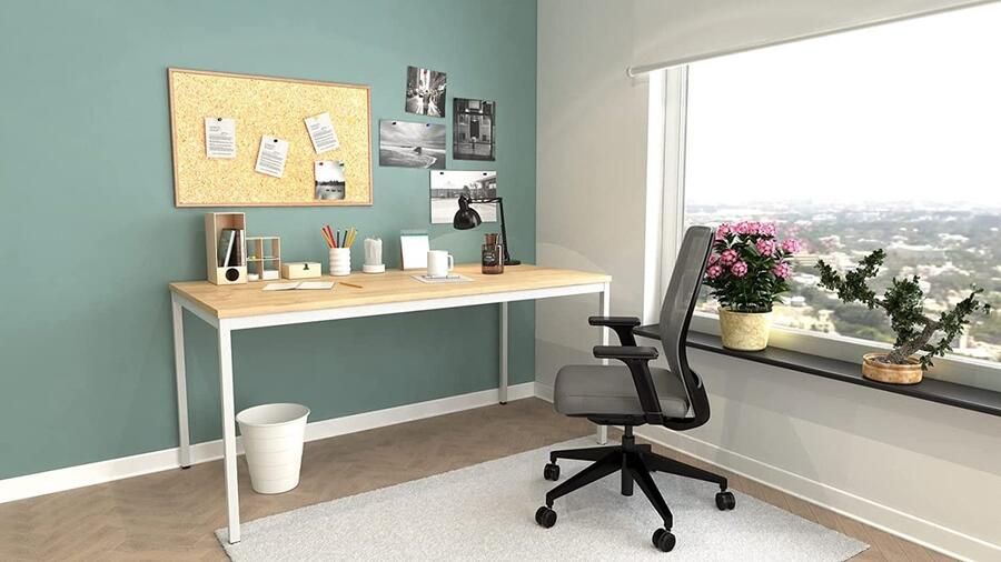 Furni24 Multifunctionele tafel 200 x 80 cm Computertafel Werktafel Bureau Eettafel in saffier eiken decor grijs - Foto 2