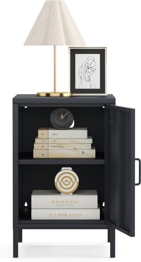 Furni24 Metalen Meubel Ladekast Nachtkastje 41 5 x 40 x 64 5 cm Antraciet