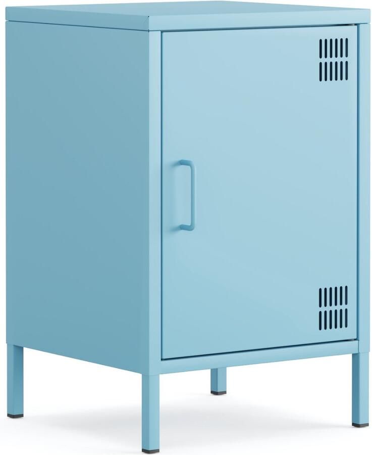 Furni24 Metalen Meubel Ladekast Nachtkastje 41 5 x 40 x 64 5 cm Blauw