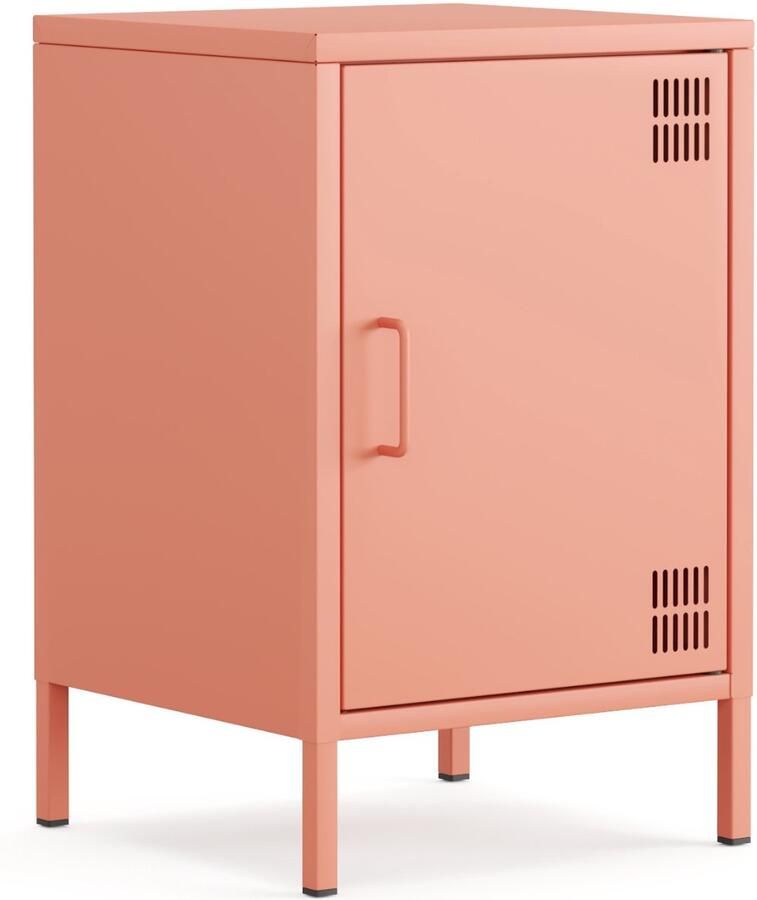 Furni24 Metalen Meubelen Ladekast Nachtkastje 41 5 x 40 x 64 5 cm zalmkleurig