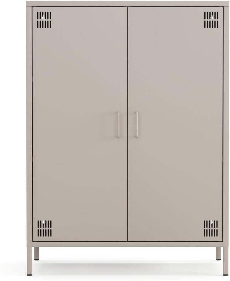 Furni24 Metalen Meubels Dressoir met 2 Deuren 80 5 x 40 x 109 5 cm beige