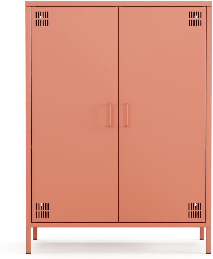 Furni24 Metalen Meubels Dressoir met 2 Deuren 80 5 x 40 x 109 5 cm zalmkleurig