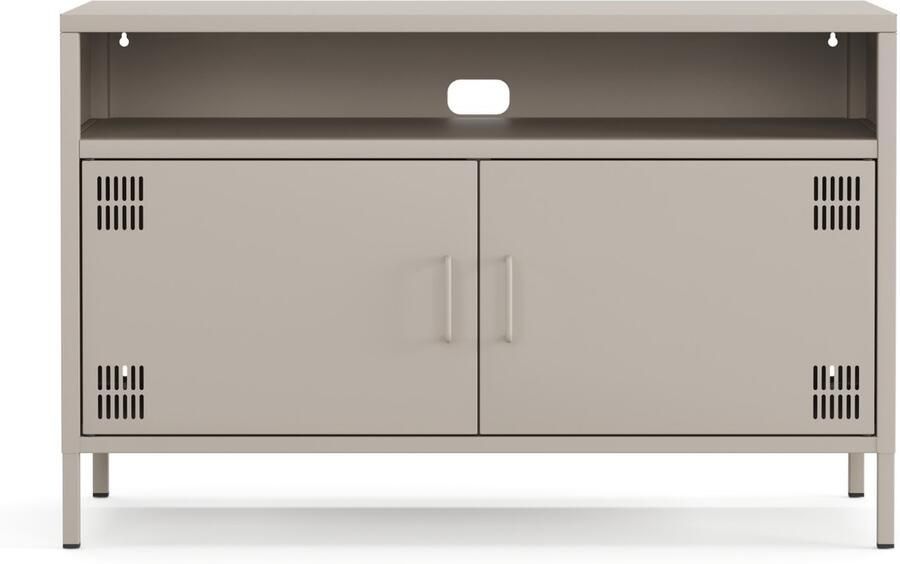 Furni24 Metalen TV meubel – Lowboard met 4 legplanken – 100 5 x 40 x 64 5 cm beige