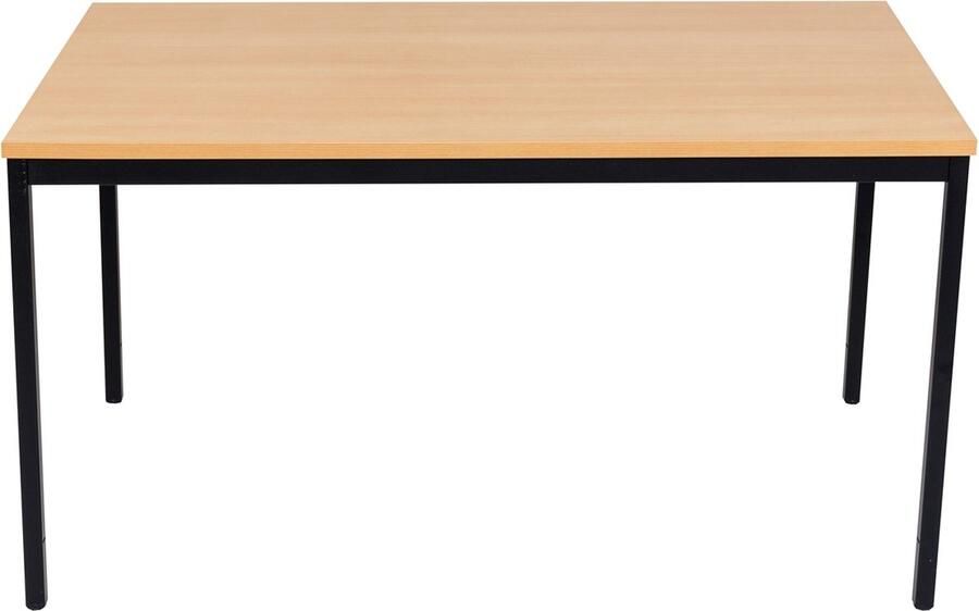 Furni24 Multifunctionele tafel 140 x 80 cm Computertafel Werktafel Bureau Eettafel in beuken decor zwart