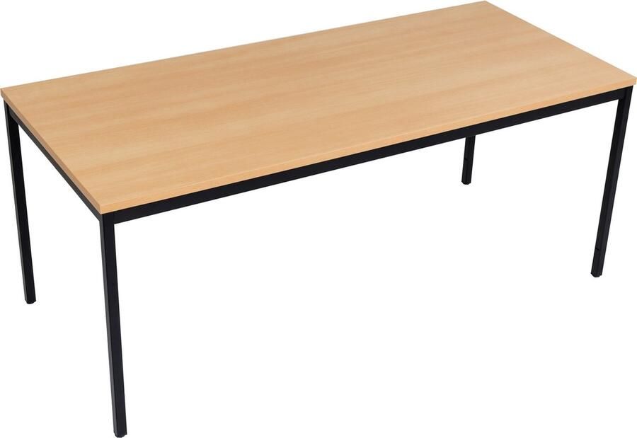 Furni24 Multifunctionele tafel 200 x 80 cm Computertafel Werktafel Bureau Eettafel in beuken decor zwart