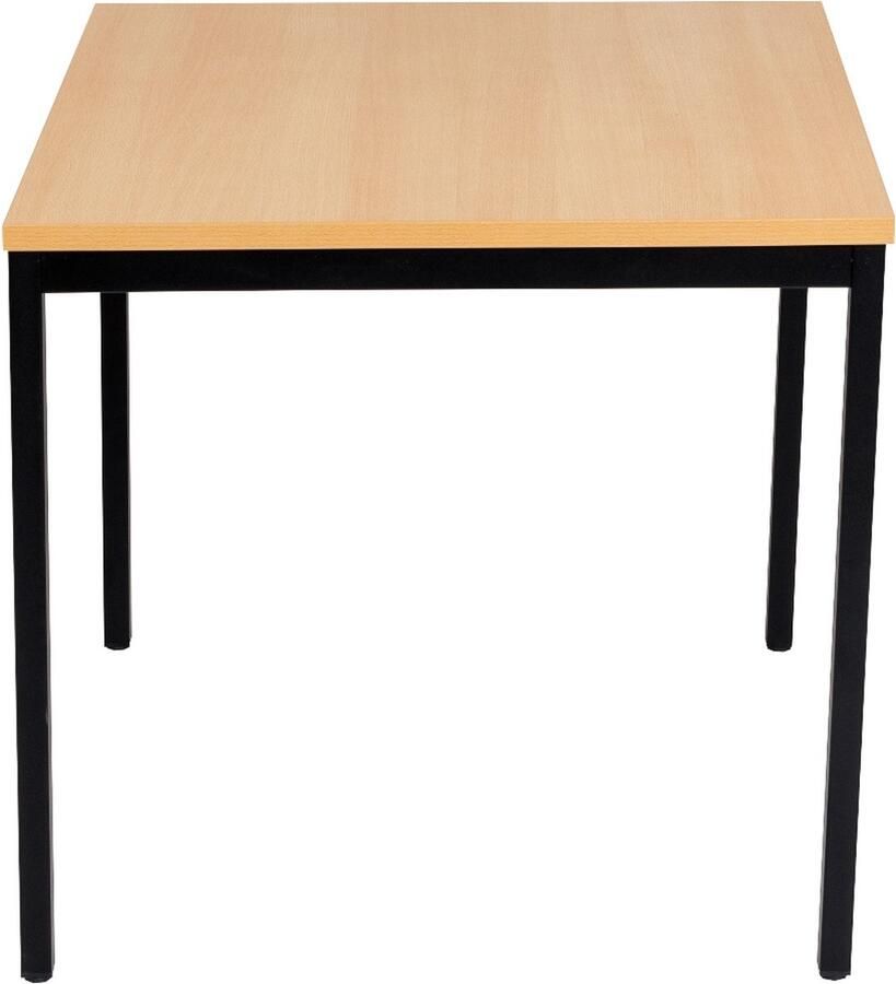 Furni24 Multifunctionele tafel 80 x 80 cm Computertafel Werktafel Bureau Eettafel in beuken decor zwart