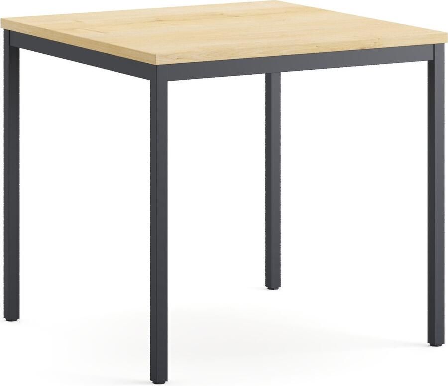 Furni24 Multifunctionele tafel 80 x 80 cm Computertafel Werktafel Bureau Eettafel in saffier eiken decor antraciet