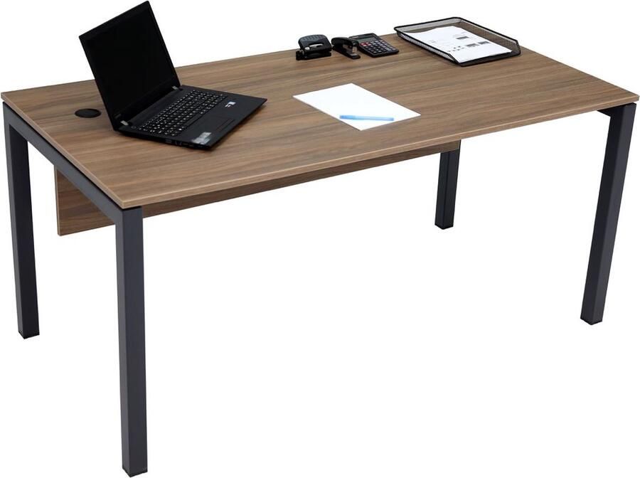 Furni24 Schreibtisch Tetra 180 cm x 80 cm x 75 cm Nussbaum Dekor anthrazit RAL 7016 - Foto 2