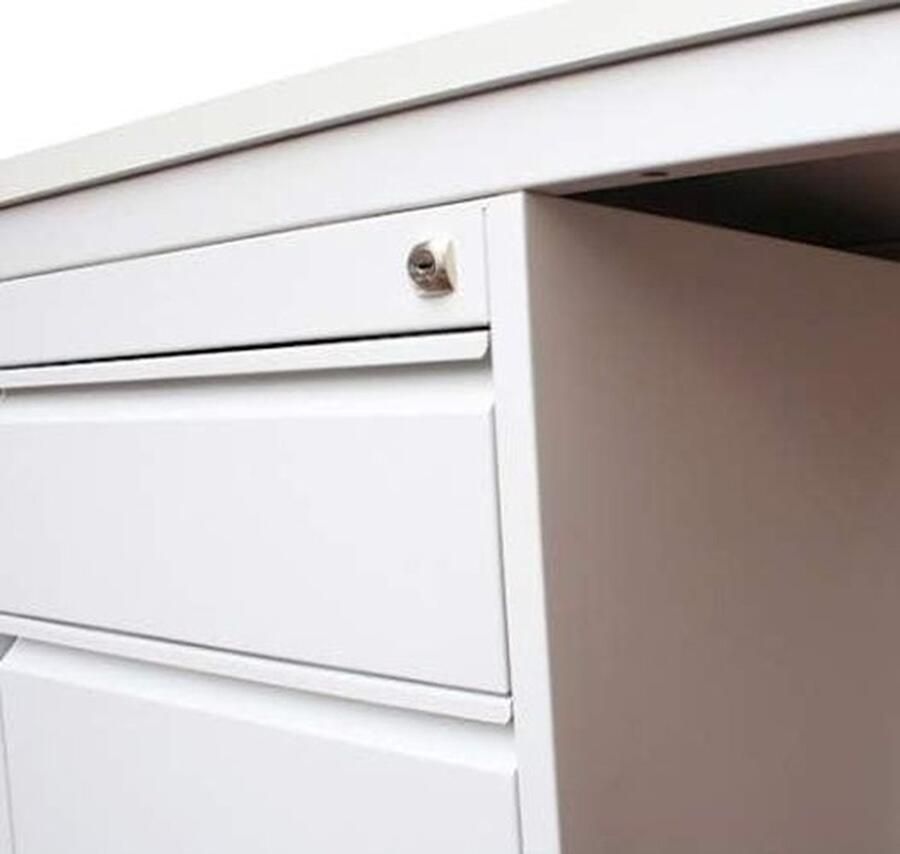 Furni24 Hoekbureau bureau computerbureau incl. onderbak grijs RAL 7035 (180 cm x 120 cm x 75 cm) hoek rechts