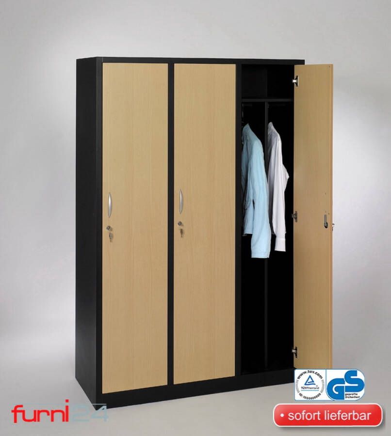 Furni24 Garderobekast locker commodekast garderobekast breedte 40 cm 3 deuren