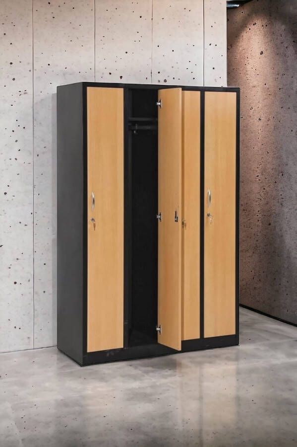 Furni24 Garderobekast locker commodekast kledingkast kastje vakbreedte 30 cm 4 deuren