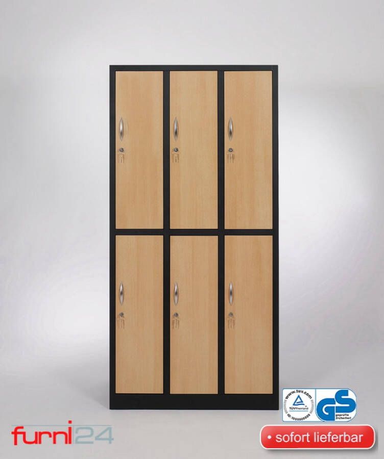 Furni24 Garderobekast locker commodekast garderobekast vakbreedte 30 cm 6 deuren