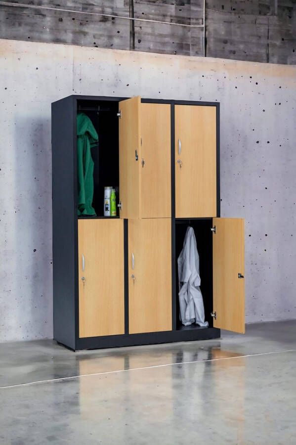 Furni24 Garderobekast locker commodekast kledingkast vakbreedte 40 cm 6 deuren