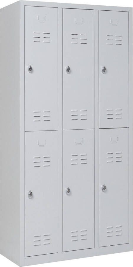 Furni24 Garderobekast locker kleedruimte garderobekast breedte 30 cm halve deuren 180 cm x 90 cm x 40 cm grijs RAL 7035