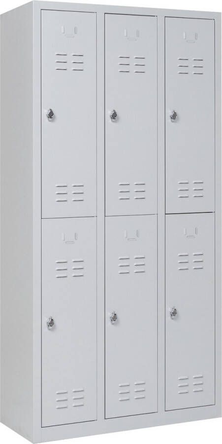Furni24 Garderobekast locker kledingkast voor kleedruimte kledingkast breedte 30 cm halve deuren 180 cm x 90 cm x 40 cm grijs RAL 7035 - Foto 2