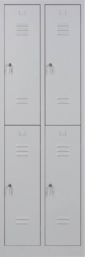 Furni24 Garderobekast locker kleedruimte kledingkast breedte 40 cm halve deuren 180 cm x 80 cm x 50 cm grijs