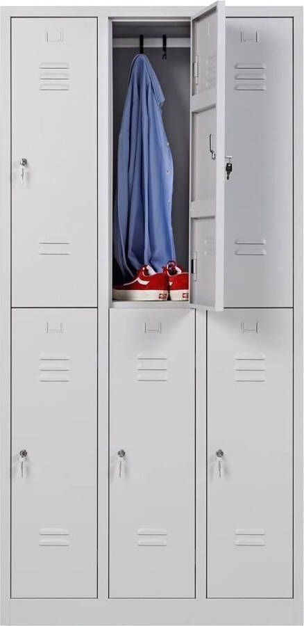 Furni24 Garderobekast lockerkast garderobekast breedte 40 cm halve deuren 180 cm x 120 cm x 50 cm grijs