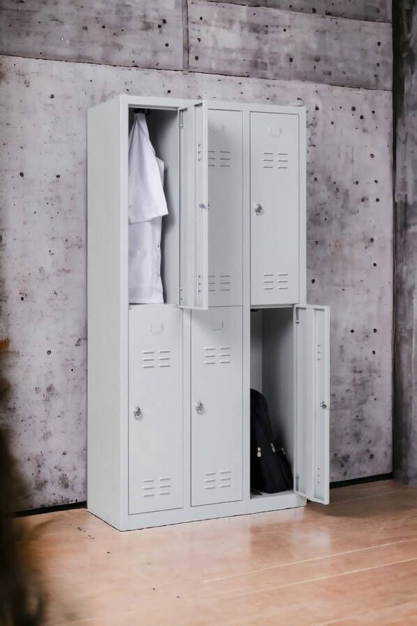 Furni24 Garderobekast lockerkast garderobekast breedte 40 cm halve deuren 180 cm x 120 cm x 50 cm grijs