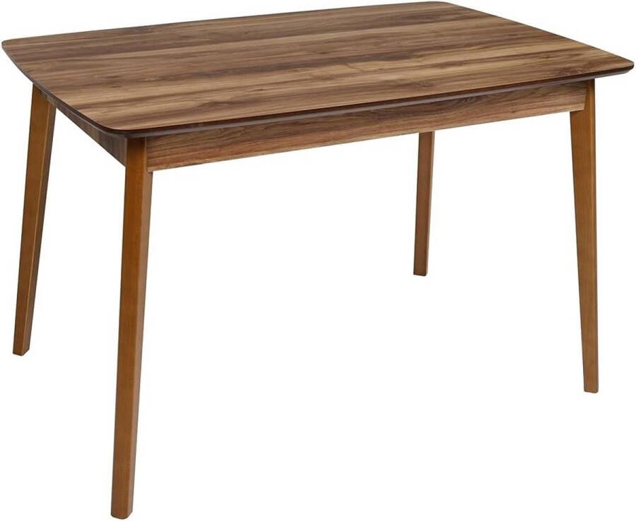 Furni24 Houten eettafel rechthoekige moderne tafel voor eetkamer woonkamer keuken notenhoutdecor 120 x77 cm