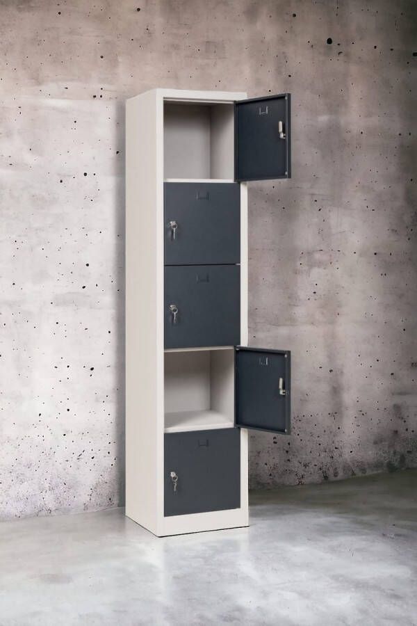 Furni24 Lockerkast kledingkast locker voor waardevolle spullen 190 cm x 40 cm x 45 cm antracietgrijs RAL 7016