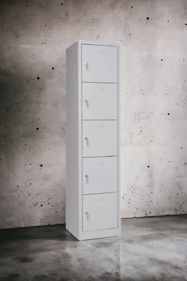 Furni24 Lockerkast locker voor waardevolle spullen kluisje 190 cm x 40 cm x 45 cm grijs RAL 7035