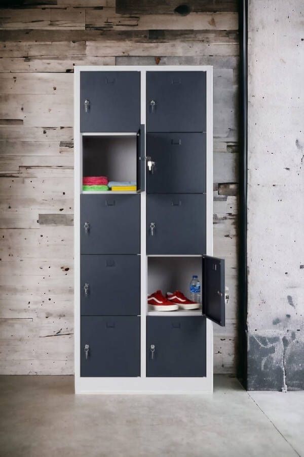 Furni24 Lockerkast locker waardevolle spullen locker 190 cm x 80 cm x 45 cm antracietgrijs RAL 7016