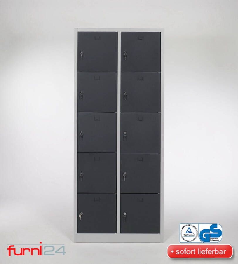 Furni24 Lockerkast locker waardevolle spullen locker 190 cm x 80 cm x 45 cm antracietgrijs RAL 7016