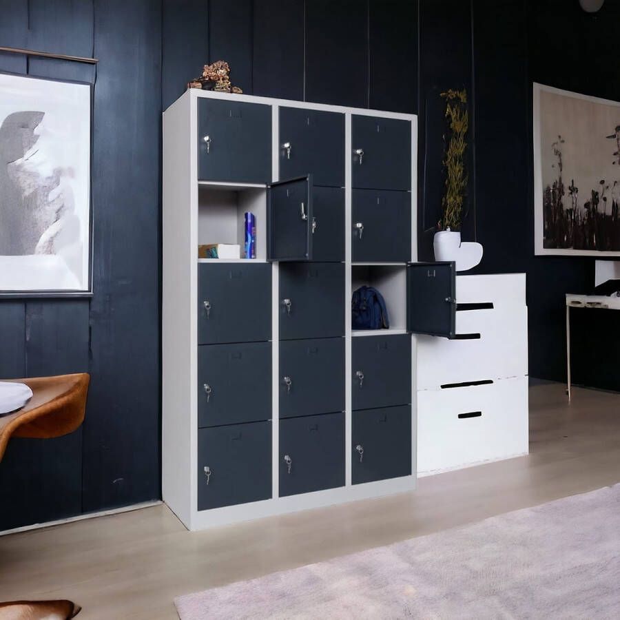 Furni24 Lockerkluis waardevolle spullen locker waardevolle spullen locker 190 cm x 120 cm x 45 cm antraciet grijs RAL 7016