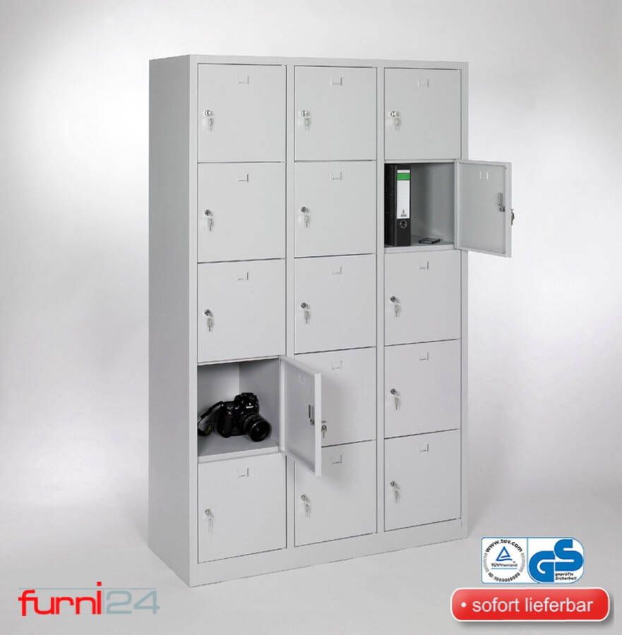 Furni24 Lockerkluis waardevolle spullen locker waardevolle spullen locker 190 cm x 120 cm x 45 cm grijs RAL 7035 - Foto 3