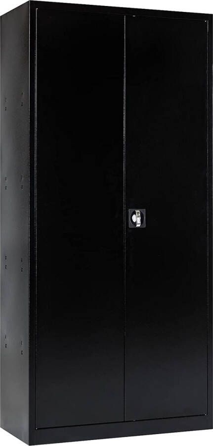 Furni24 Stalen archiefkast compleet gemonteerd 195x92 5x42cm stalen vleugeldeurkast afsluitbare locker archiefkast met 5 vakken universele kast zwart