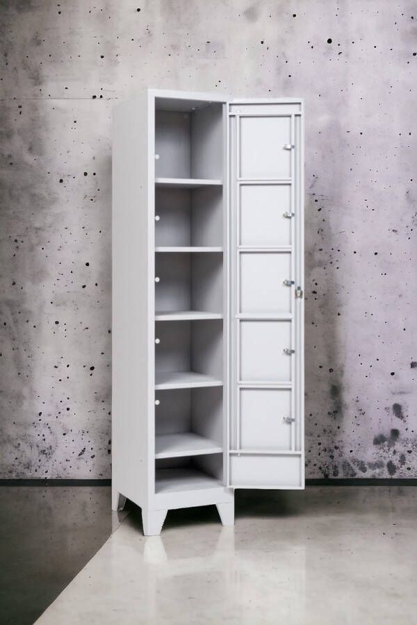 Furni24 Wasverdeelkast met 5 deuren locker kast lichtgrijs - Foto 2