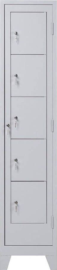 Furni24 Wasverdeelkast met 5 deuren locker kast lichtgrijs - Foto 1