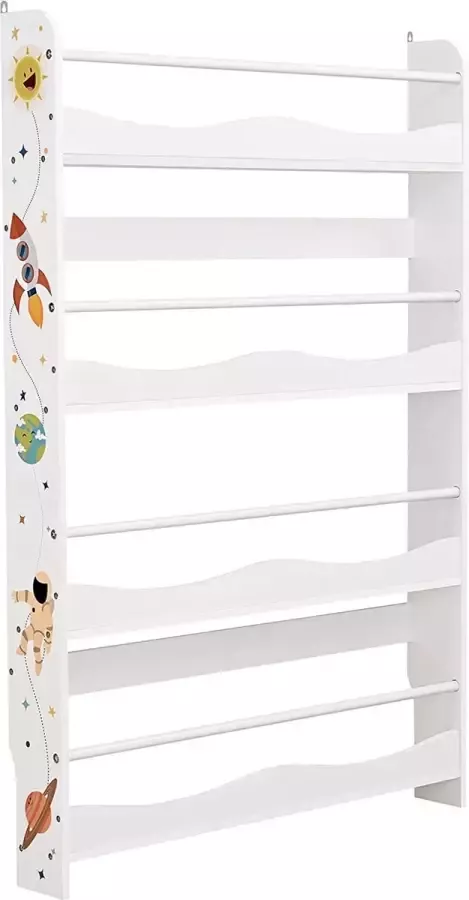 Furnibela.be SONGMICS boekenplank voor kinderen wandplank boekenorganizer met 4 planken voor kinderkamers speelkamers scholen ruimtebesparend wit GKR050W01