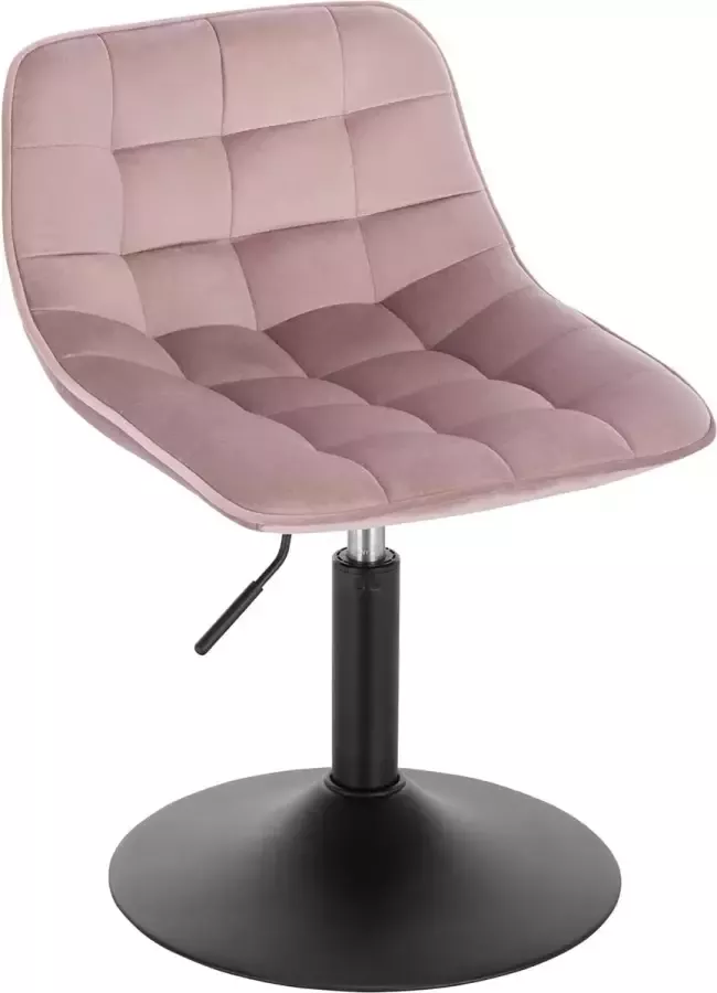 Furnibella 1 Barkruk barstoel in hoogte verstelbaar keukenkruk met leuning voor huisbar keukenstoel 360 graden draaibaar fluweel roze 45 x 60 5 72 x 42 cm