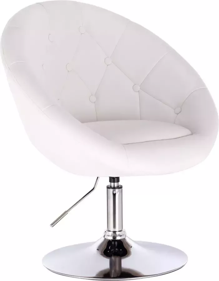Furnibella 1 Barkruk hoogte verstelbaar Barstoel in Kunstleer fauteuil draaibaar comfortabel Wit BH77ws