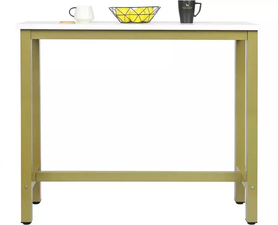 Furnibella 1x bartafel bistrotafel metalen frame tafelblad van MDF goud-wit