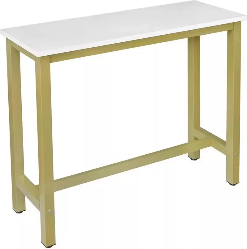 Furnibella 1x bartafel bistrotafel metalen frame tafelblad van MDF goudwit marmer