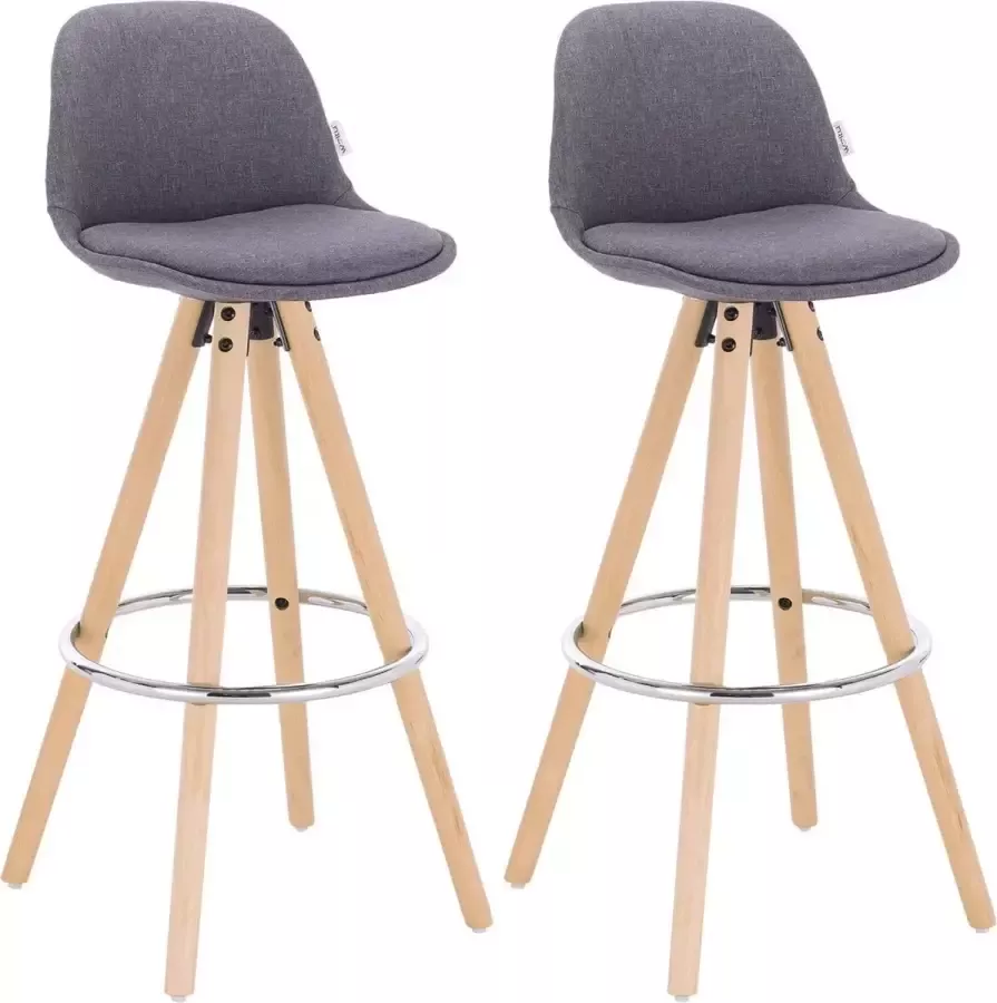 Furnibella -2 barkrukken keukenstoelen van kunststof houten frame met leuning en voetensteun optimaal comfort 2-delige set