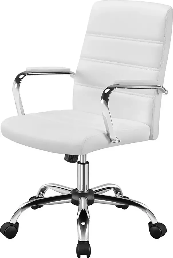 Furnibella a Bureaustoel ergonomische bureaustoel draaistoel met armleuningen bureaukruk op wielen werkstoel met rugleuning managersstoel belastbaar tot 130 kg wit
