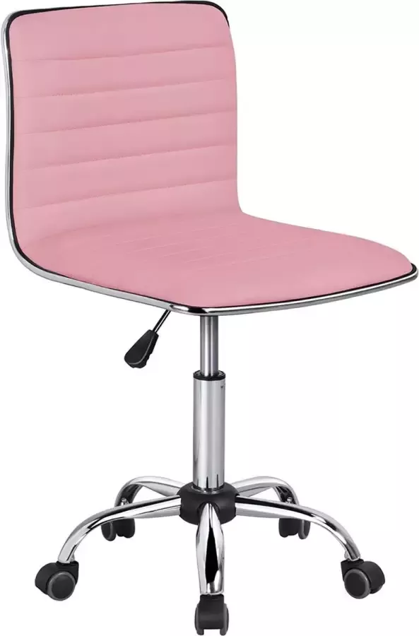 Furnibella a Bureaustoel ergonomische bureaustoel draaistoel met wielen 360 graden draaibaar computerstoel in hoogte verstelbaar kantoorstoel van kunstleer roze