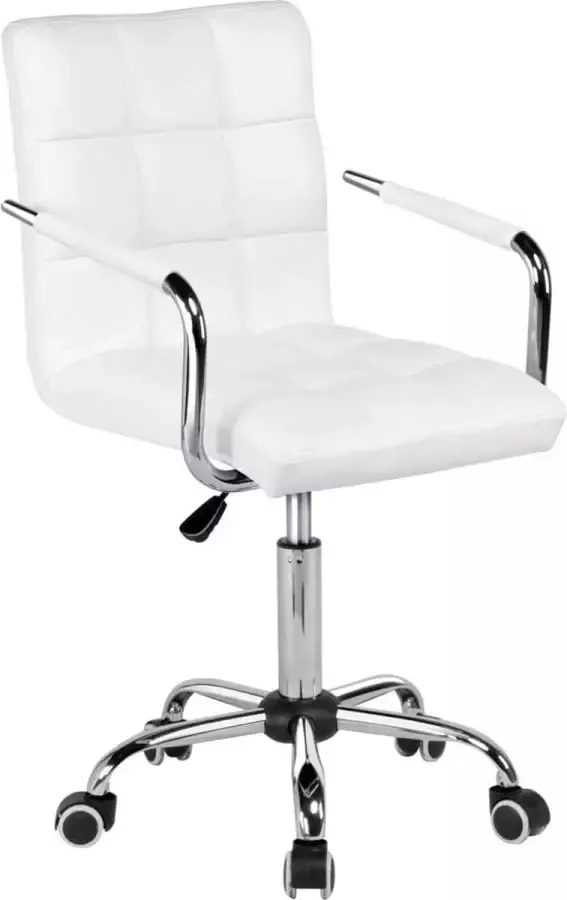 Furnibella a Bureaustoel ergonomische bureaustoel draaistoel werkkruk met wielen armleuning managersstoel in hoogte verstelbaar van kunstleer wit