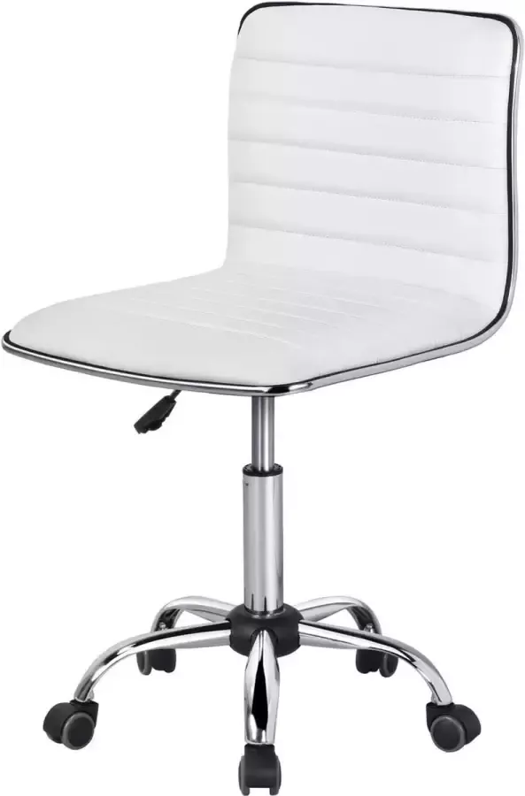 Furnibella a Bureaustoel in hoogte verstelbare draaistoel 360° vrij draaibaar managersstoel met wieltjes wit