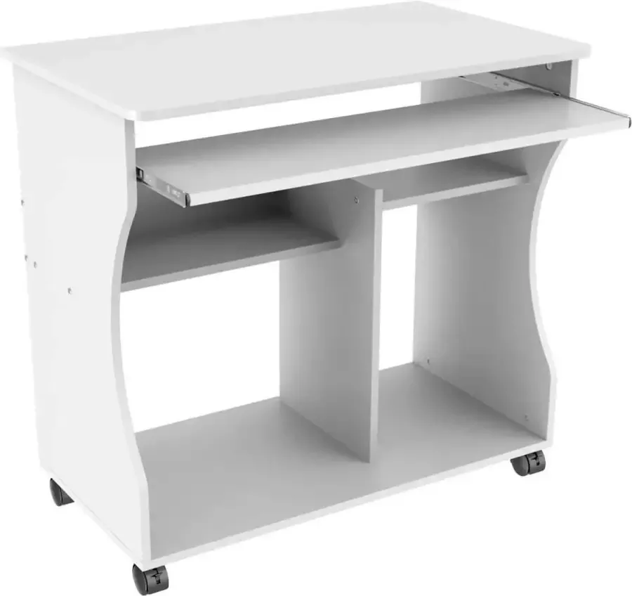 Furnibella a Computerbureau schrijftafel computertafel met 4 legplanken 80 x 48 x 76 cm bureautafel pc-tafel