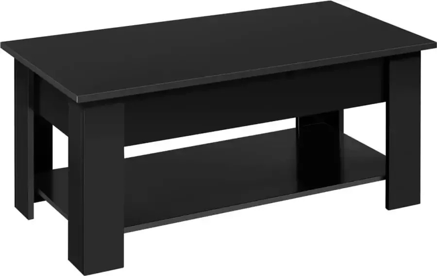 Furnibella a In hoogte verstelbare salontafel koffietafel met opbergvak bijzettafel van hout theetafel voor woonkamer balkon hal zwart 98 x 50 x 55 cm