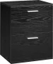 Furnibella a Nachtkastje bijzettafel banktafel met 2 schuifladen metalen handgrepen 55 cm hoog zwart - Thumbnail 2